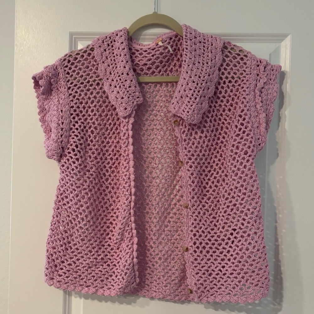 Free people Pink crochet top